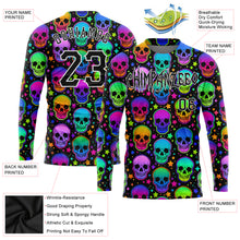 Load image into Gallery viewer, Custom 3D Pattern Bright Multicolored Halloween Skulls Long Sleeve Performance T-Shirt
