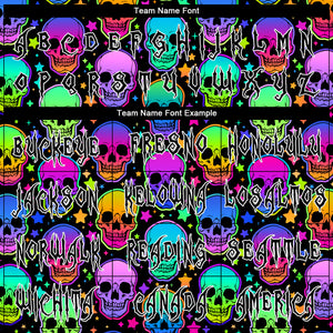 Custom 3D Pattern Bright Multicolored Halloween Skulls Long Sleeve Performance T-Shirt