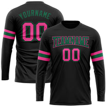 Load image into Gallery viewer, Custom Black Pink-Kelly Green Long Sleeve Performance T-Shirt
