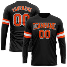 Load image into Gallery viewer, Custom Black Orange-White Long Sleeve Performance T-Shirt
