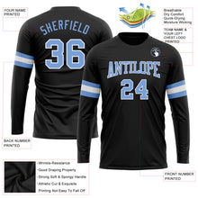 Load image into Gallery viewer, Custom Black Light Blue-White Long Sleeve Performance T-Shirt
