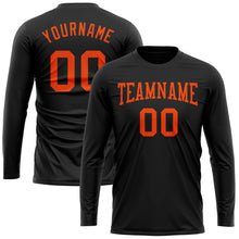 Load image into Gallery viewer, Custom Black Orange Long Sleeve Performance T-Shirt
