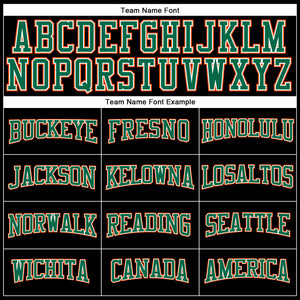 Custom Black Orange Kelly Green-White Long Sleeve Performance T-Shirt