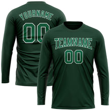 Load image into Gallery viewer, Custom Green Kelly Green-White Long Sleeve Performance T-Shirt
