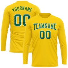 Load image into Gallery viewer, Custom Gold Kelly Green-White Long Sleeve Performance T-Shirt
