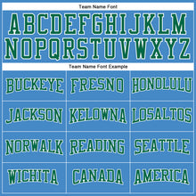 Load image into Gallery viewer, Custom Powder Blue Kelly Green-White Long Sleeve Performance T-Shirt
