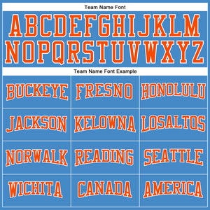 Custom Powder Blue Orange-White Long Sleeve Performance T-Shirt