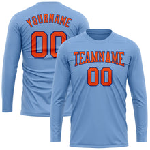 Load image into Gallery viewer, Custom Light Blue Orange-Royal Long Sleeve Performance T-Shirt
