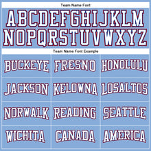 Load image into Gallery viewer, Custom Light Blue White Royal-Red Long Sleeve Performance T-Shirt

