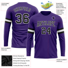 Load image into Gallery viewer, Custom Purple Black-White Long Sleeve Performance T-Shirt
