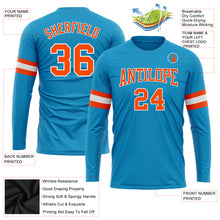 Load image into Gallery viewer, Custom Panther Blue Orange-White Long Sleeve Performance T-Shirt
