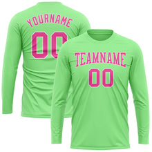 Load image into Gallery viewer, Custom Pea Green Pink-White Long Sleeve Performance T-Shirt
