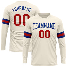 Load image into Gallery viewer, Custom Cream Red-Royal Long Sleeve Performance T-Shirt
