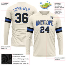 Load image into Gallery viewer, Custom Cream Black-Blue Long Sleeve Performance T-Shirt
