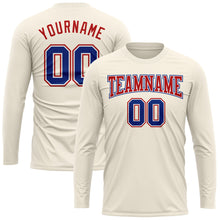 Load image into Gallery viewer, Custom Cream Royal-Red Long Sleeve Performance T-Shirt
