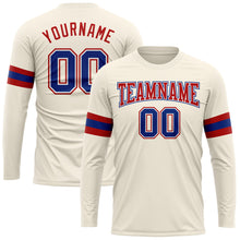 Load image into Gallery viewer, Custom Cream Royal-Red Long Sleeve Performance T-Shirt

