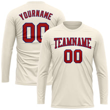 Load image into Gallery viewer, Custom Cream Red-Royal Long Sleeve Performance T-Shirt
