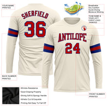 Load image into Gallery viewer, Custom Cream Red-Royal Long Sleeve Performance T-Shirt
