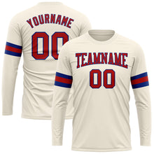 Load image into Gallery viewer, Custom Cream Red-Royal Long Sleeve Performance T-Shirt
