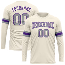 Load image into Gallery viewer, Custom Cream Gray-Purple Long Sleeve Performance T-Shirt
