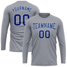 Load image into Gallery viewer, Custom Gray Royal-White Long Sleeve Performance T-Shirt
