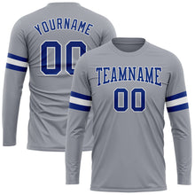 Load image into Gallery viewer, Custom Gray Royal-White Long Sleeve Performance T-Shirt
