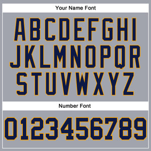 Custom Gray Navy-Gold Long Sleeve Performance T-Shirt