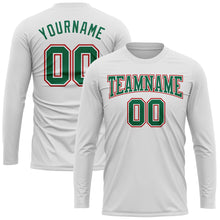 Load image into Gallery viewer, Custom White Kelly Green-Red Long Sleeve Performance T-Shirt
