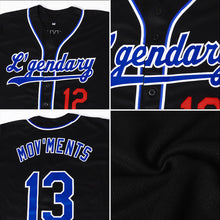 Load image into Gallery viewer, Custom Black Royal-Red Authentic Baseball Jersey
