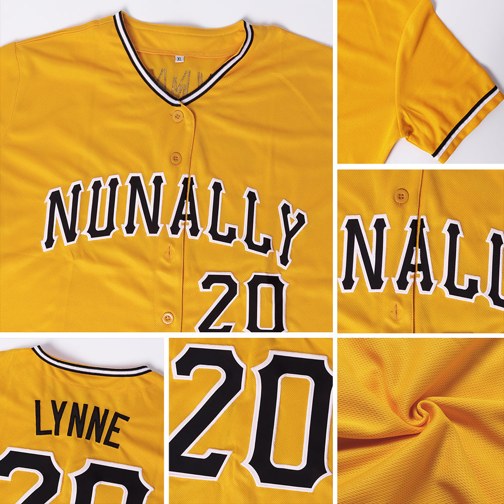 Custom Black Gold Strip Gold-White Authentic Baseball Jersey Discount