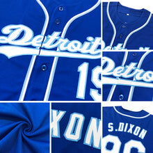 Load image into Gallery viewer, Custom Royal White-Light Blue Baseball Jersey
