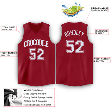 Custom Maroon White V-Neck Basketball Jersey