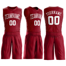Load image into Gallery viewer, Custom Maroon White Round Neck Suit Basketball Jersey
