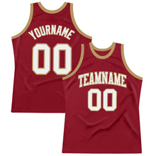 Load image into Gallery viewer, Custom Maroon White-Old Gold Authentic Throwback Basketball Jersey
