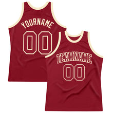 Load image into Gallery viewer, Custom Maroon Maroon-Cream Authentic Throwback Basketball Jersey
