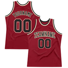 Load image into Gallery viewer, Custom Maroon Black-Cream Authentic Throwback Basketball Jersey
