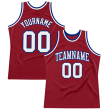 Load image into Gallery viewer, Custom Maroon White-Royal Authentic Throwback Basketball Jersey
