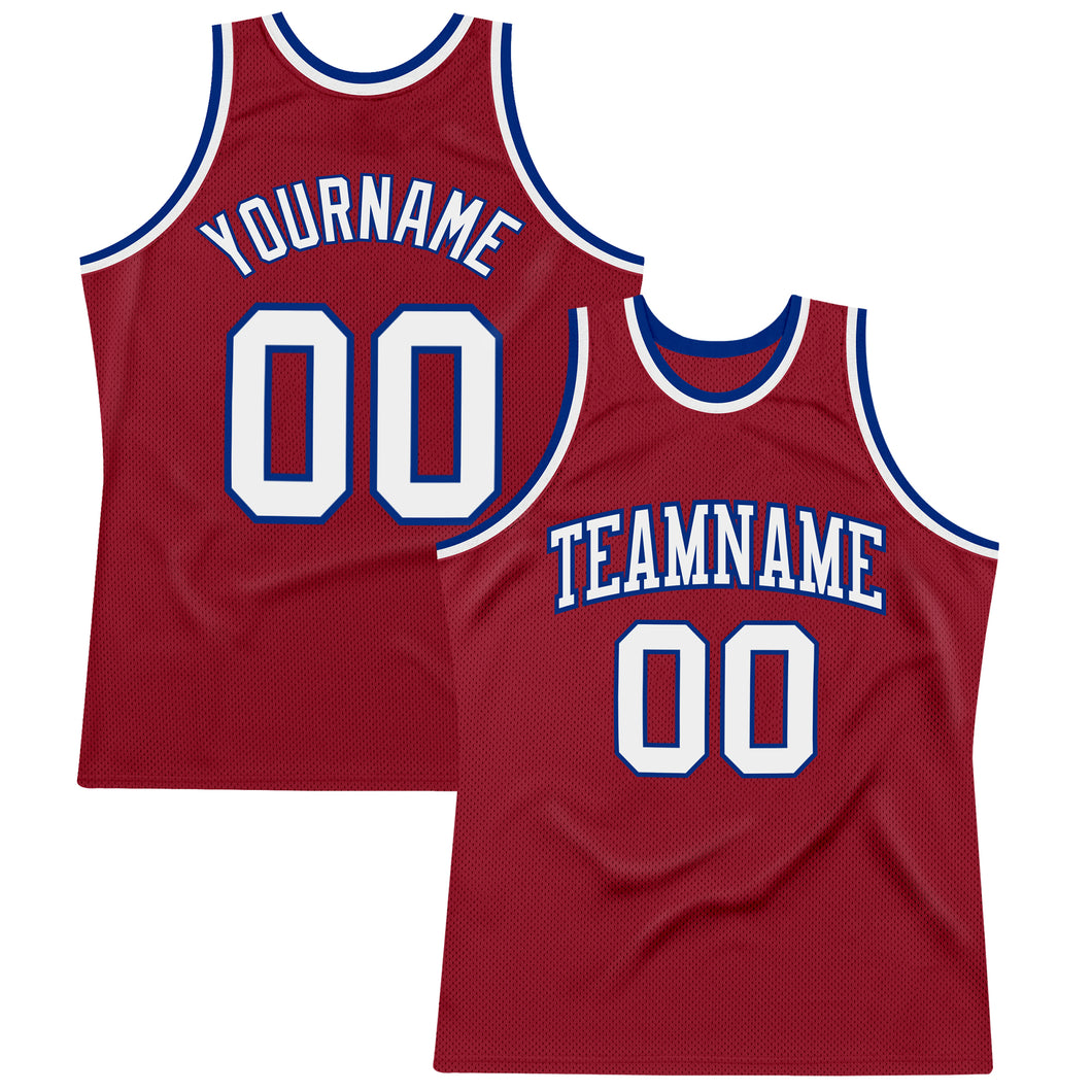 Custom Maroon White-Royal Authentic Throwback Basketball Jersey