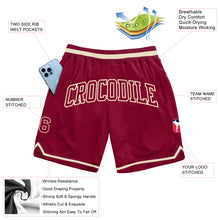 Load image into Gallery viewer, Custom Maroon Maroon-Cream Authentic Throwback Basketball Shorts
