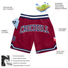 Load image into Gallery viewer, Custom Maroon Navy-White Authentic Throwback Basketball Shorts
