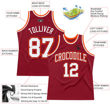 Load image into Gallery viewer, Custom Maroon White-Orange Authentic Throwback Basketball Jersey
