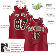 Load image into Gallery viewer, Custom Maroon White Pinstripe Black-Cream Authentic Basketball Jersey
