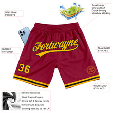 Load image into Gallery viewer, Custom Maroon Gold-Black Authentic Throwback Basketball Shorts
