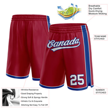 Custom Maroon White-Royal Authentic Basketball Shorts