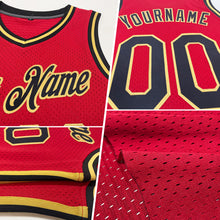 Load image into Gallery viewer, Custom Maroon Navy-Gold Authentic Throwback Basketball Jersey
