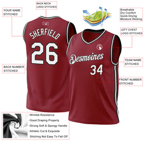 Custom Maroon White-Black Authentic Throwback Basketball Jersey