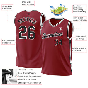 Custom Maroon Black-White Authentic Throwback Basketball Jersey