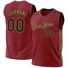 Load image into Gallery viewer, Custom Maroon Black-Old Gold Authentic Throwback Basketball Jersey
