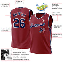 Load image into Gallery viewer, Custom Maroon Navy-White Authentic Throwback Basketball Jersey
