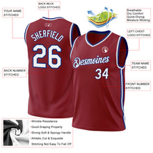 Load image into Gallery viewer, Custom Maroon White-Royal Authentic Throwback Basketball Jersey
